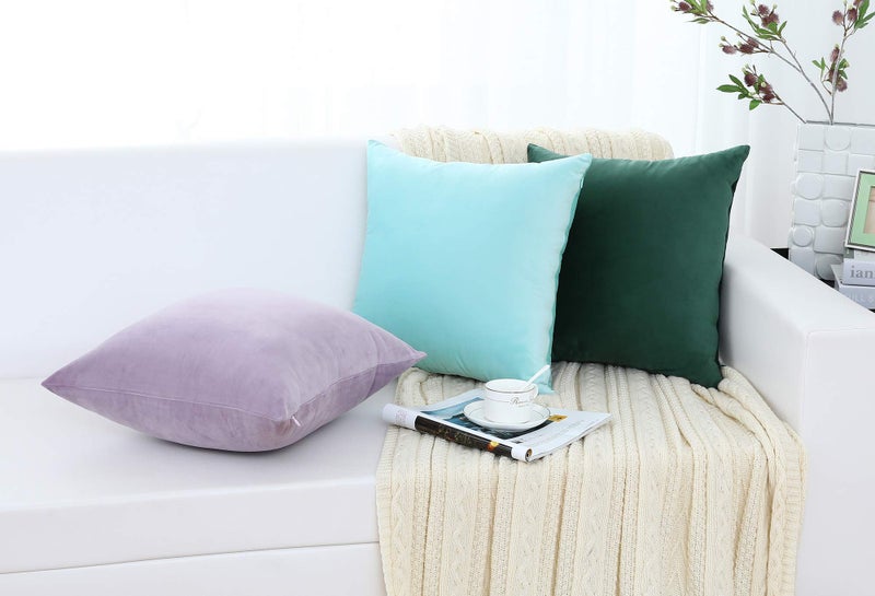 Jeneoo Comfy Soft Thick Velvet Throw Pillow Covers Decorative Solid Square Couch Cushion Cases for Home Bedroom Car Decor (Turquoise, 20 x 20 Inches, 2 Pieces) - Image 5